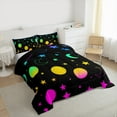 thumbnail image 3 of jejeloiu Colorful Stars Print Queen Comforter Set,Multicolor Moon Bedding Sets,Galaxy Planet Theme Bedding Comforter Set For Boys Girls,Super Cozy Room Decor Reversible,3 Pieces, 3 of 8