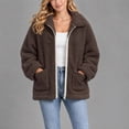 thumbnail image 7 of Nfurl Sherpa Jacket Womens Lightweight Collared Zip up Fleece Jackets with Pockets Cozy Casual Fall Jacket Trendy Teddy Coats Brown,XXL, 7 of 7