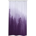 thumbnail image 6 of Small Stall Purple Shower Curtain for Bathroom Decor 36Wx72H Narrow Half Rv Nature Mens Misty Tree Mountain Foggy Woodland Art Printed Fabric Polyester Waterproof 6 Pack Plastic Hooks, 6 of 6