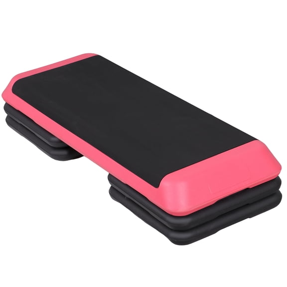 SuperDeal Aerobic Stepper 43 Inch 4"-6"-8" Adjustable Risers Cardio Exercise Trainer Fitness Platform, Rose Red