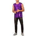 thumbnail image 2 of INSPIRE CHIC Sequin Tank Top for Men's Shiny Glitter Sleeveless Tee Tops Party Disco Metallic Vest M Purple, 2 of 4