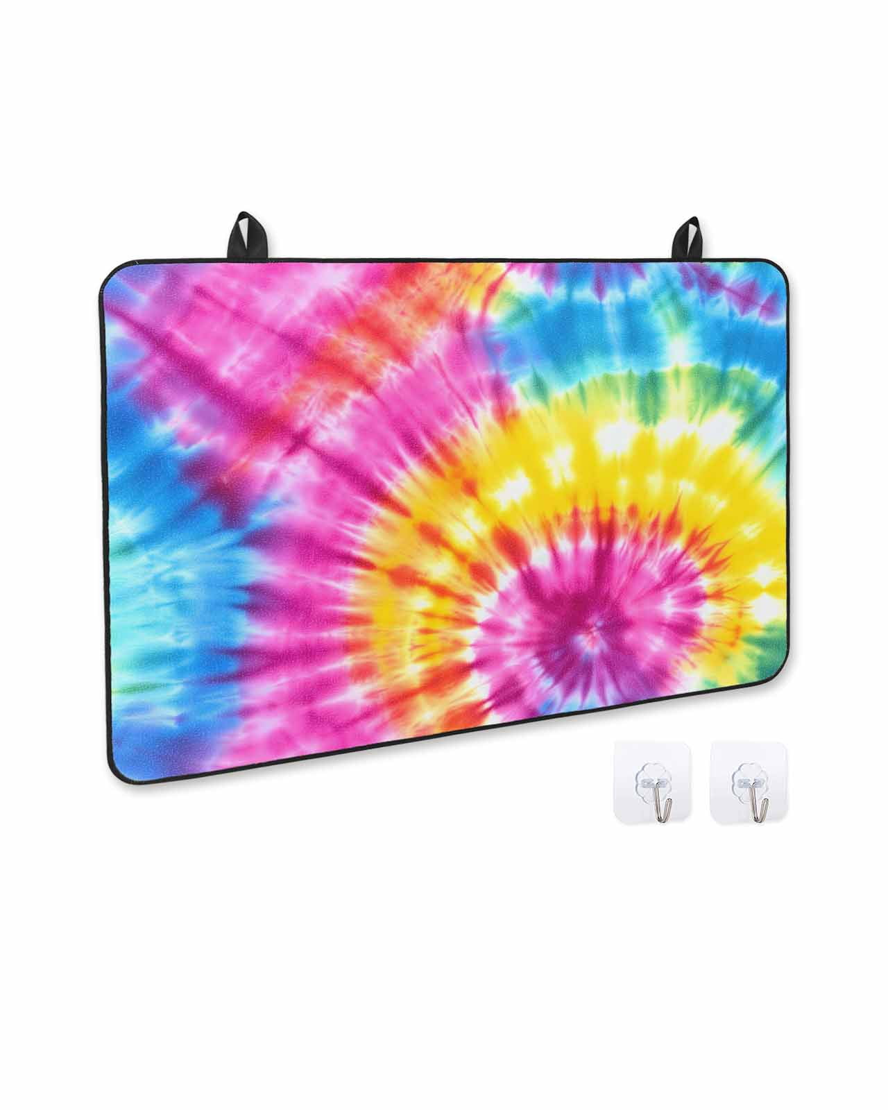 nqOlkjepod Large Induction Cooktop Protector Mat 36"x21", Colorful Boho Stove Top Covers for Electric Stove, Pink Yellow Blue Green Tie Dye Abstract Art Stove Burner Cover Mats Stove Cover