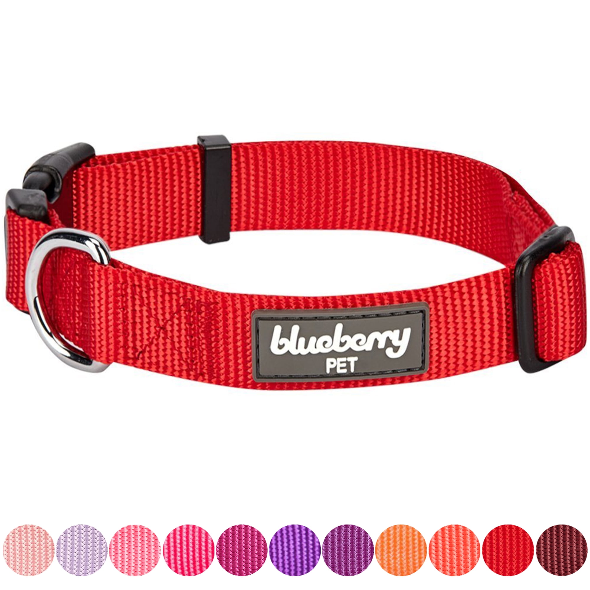 Blueberry Pet Classic Nylon Adjustable Dog Collar Made for Last, Rouge
