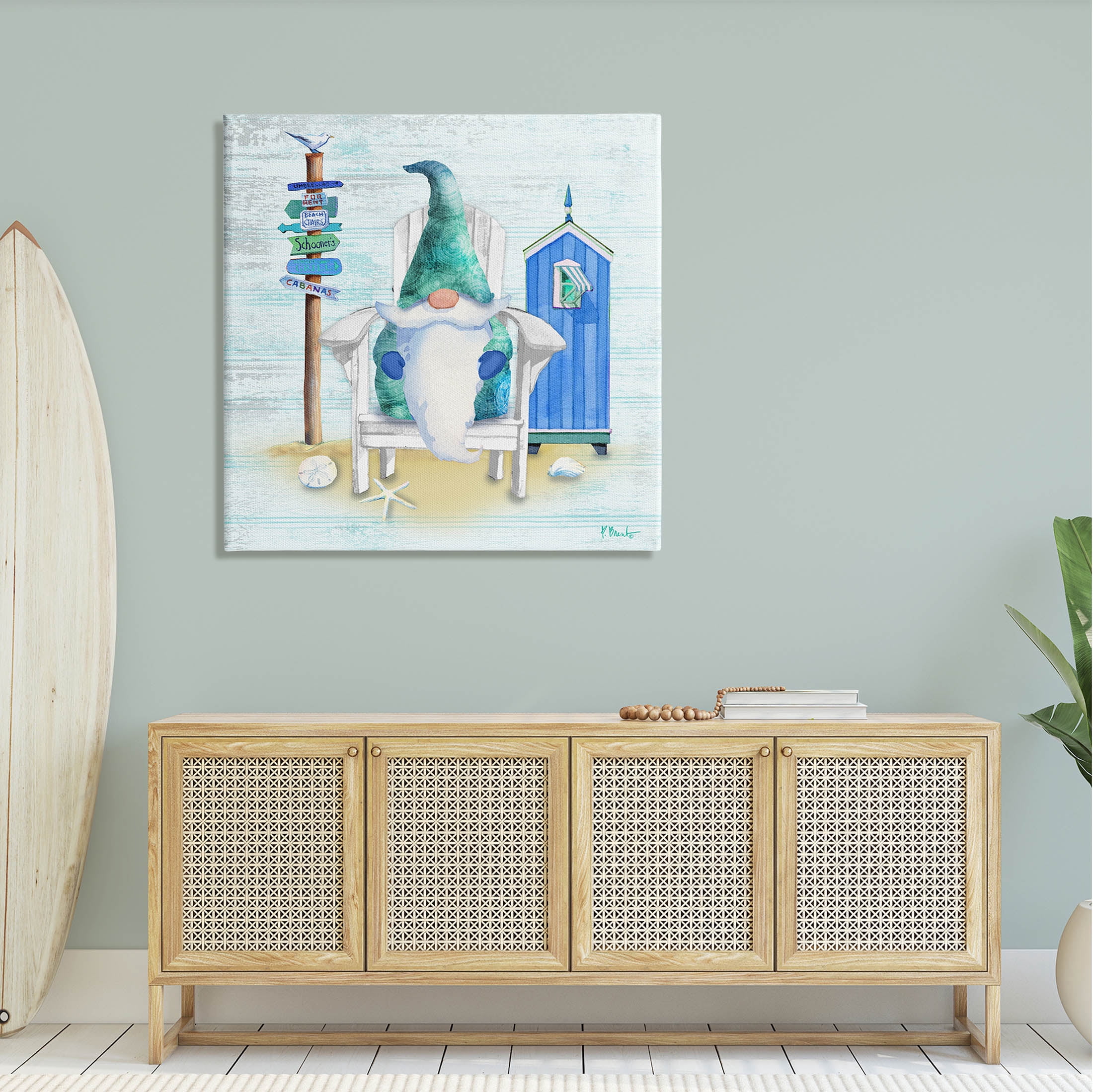 Stupell Industries Coastal Gnome Beach Life Relaxing Graphic Art Gallery Wrapped Canvas Print Wall Art, Design by Paul Brent