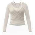 thumbnail image 5 of Womens Tops Long Sleeved Slim Mesh Fixed Cup Sports Fitness Yoga Suit Top,Tops for Women Beige S, 5 of 6