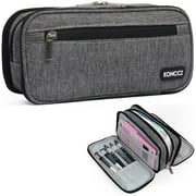 Pencil Case, Large Capacity Pencil Case for Kids Adults Teen, Handheld 3 Compartments Pencil Box Pouch Stationery Bag, Gray