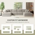 thumbnail image 3 of 142" Fully Compressed Modular Sectional Sofa, U Shape with Ottomans, Luxury Striped Chenille with Extra Width & Depth Cloud Like Soft Cushion,No Assembly Required for Living Room,Apartment,Light Grey, 3 of 9