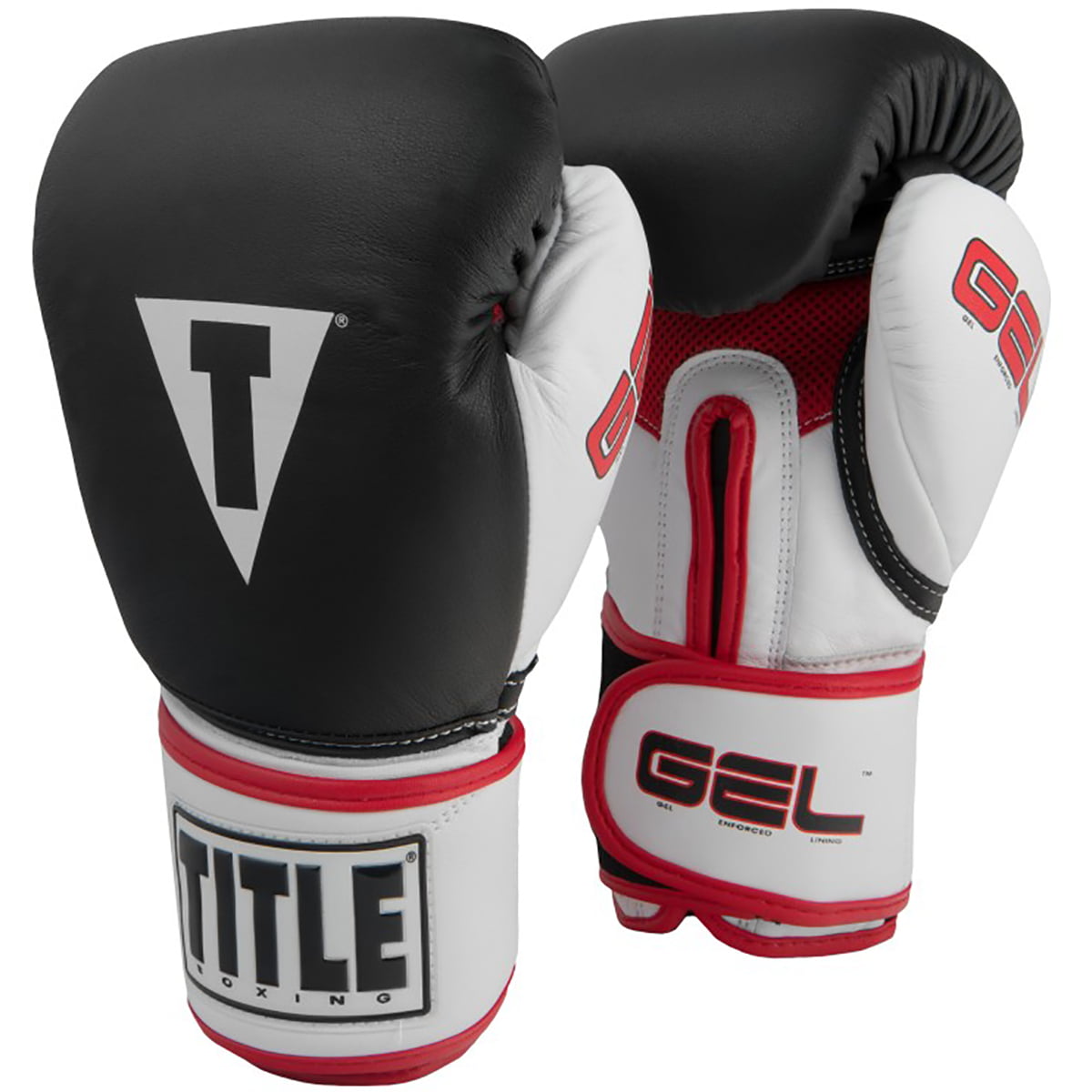 Black/White/Red Title Boxing Infused Foam Enthrall Hook & Loop Training Gloves 