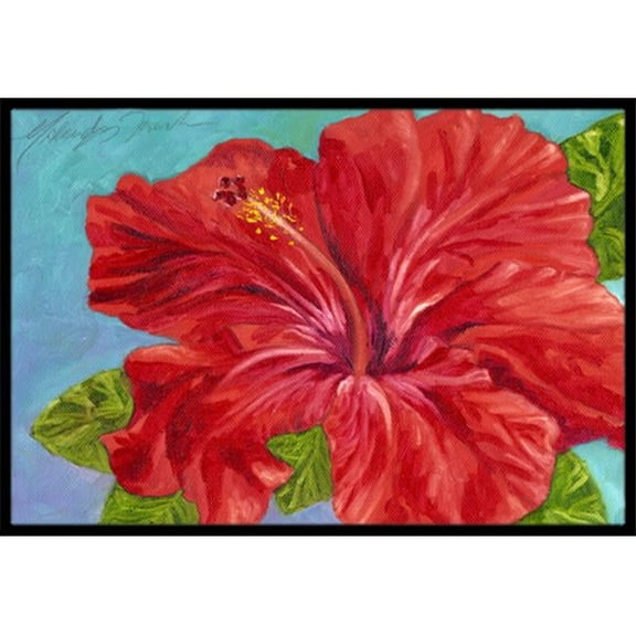 Red Hibiscus by Malenda Trick Indoor or Outdoor Mat- 18 x 27