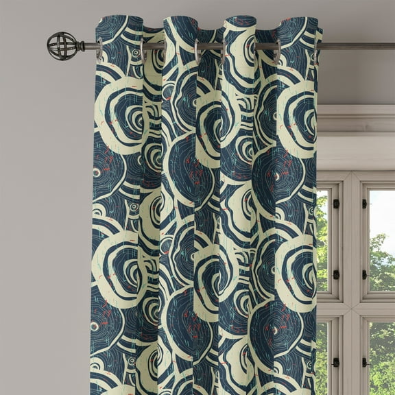 Ambesonne Grunge Grommet Curtain Single Panel, Circles of the Tree, 50"x60", Reseda Green Blue