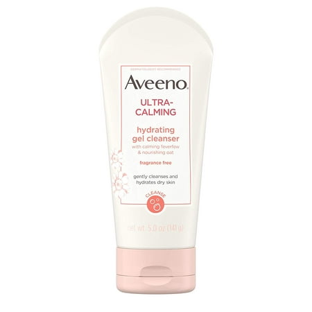 Ultra-Calming Hydrating Gel Facial Cleanser with Calming Feverfew and Nourishing Oat, Face Wash for Dry and Sensitive Skin, Fragrance-Free and Non-Comedogenic, 5 oz Aveeno - (Best Non Comedogenic Face Wash)