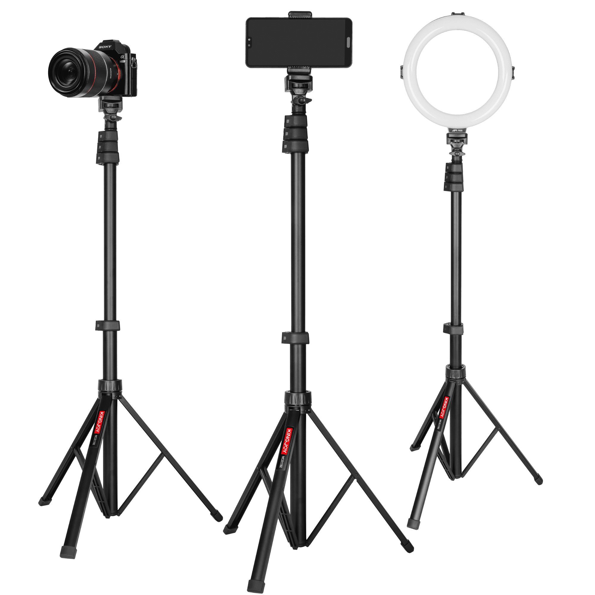KINGJOY Aluminium Ring Light Stand Adjustable Portable Tripod Holder