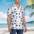 thumbnail image 2 of KLL Men's Hawaiian Shirt Short Sleeve Button Down Beach Shirts-blue Snowflake Prints, 2 of 5