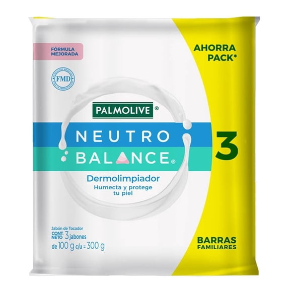 Jabón de Baño Palmolive Neutro Balance Dermolimpiador Humecta y Protege tu Piel 3x100 g