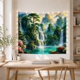 thumbnail image 4 of Cascading Waterfalls Over Green Peaks in Misty Valley, Serene Digital Art for Nature Lovers, Scenic Mountain Wall Decor, Housewarming Gift, Tapestry Wall Hanging for Living Room and Bedroom, 4 of 6