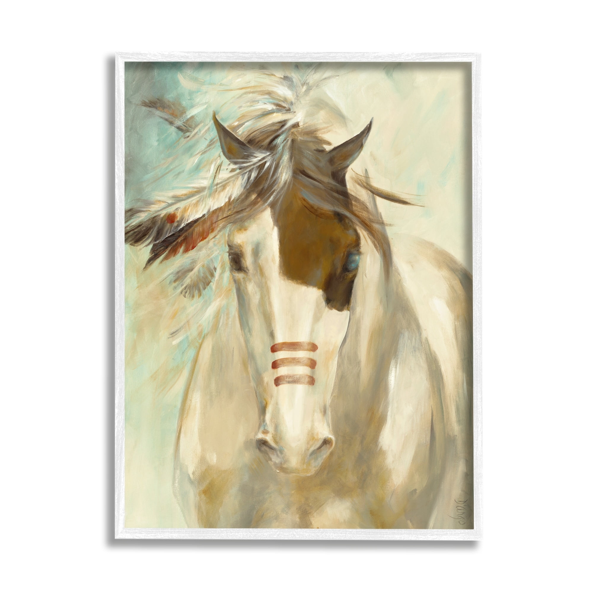 Stupell Industries Southwestern Horse Feathered Mane Soft Contemporary Portrait, 11 x 14, Design by Dina D'Argo