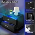 thumbnail image 6 of Hommpa LED Nightstand Set fo 2 High Gloss Modern Bedside Table 2 Drawers Handle Black Smart Nightstands Led Light Small End Side Table for Bedroom Living Room 15.4 inch Tall, 6 of 9