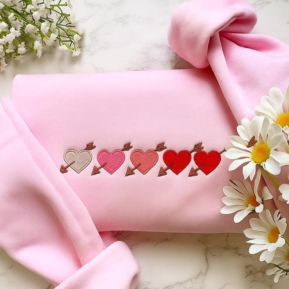 Embroidered Valentine Heart Sweatshirt | Cute Valentine Crewneck | Vintage Valentine Sweater | Romantic Pullover Gift