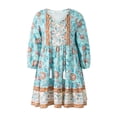 thumbnail image 2 of Douhoow Women Mini Floral Dress Lantern Sleeve V Neck Button Dress Beach Boho Dresses, 2 of 9