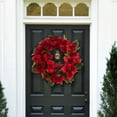 thumbnail image 4 of SAFAVIEH Faux 24 Inch Amaryllis & Magnolia Leaf Wreath, Red/Green, 4 of 6
