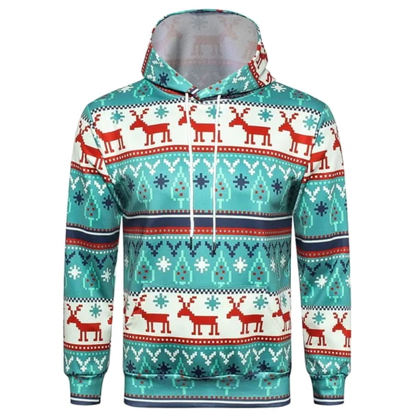 Suéter holgado con capucha para hombre y mujer de otoño e invierno con estampado navideño Fridja FKASFK5117