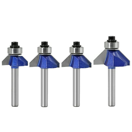 

Meihejia 4Pcs Blue 1/4 Chamfer Router Bit Set 45 Degree