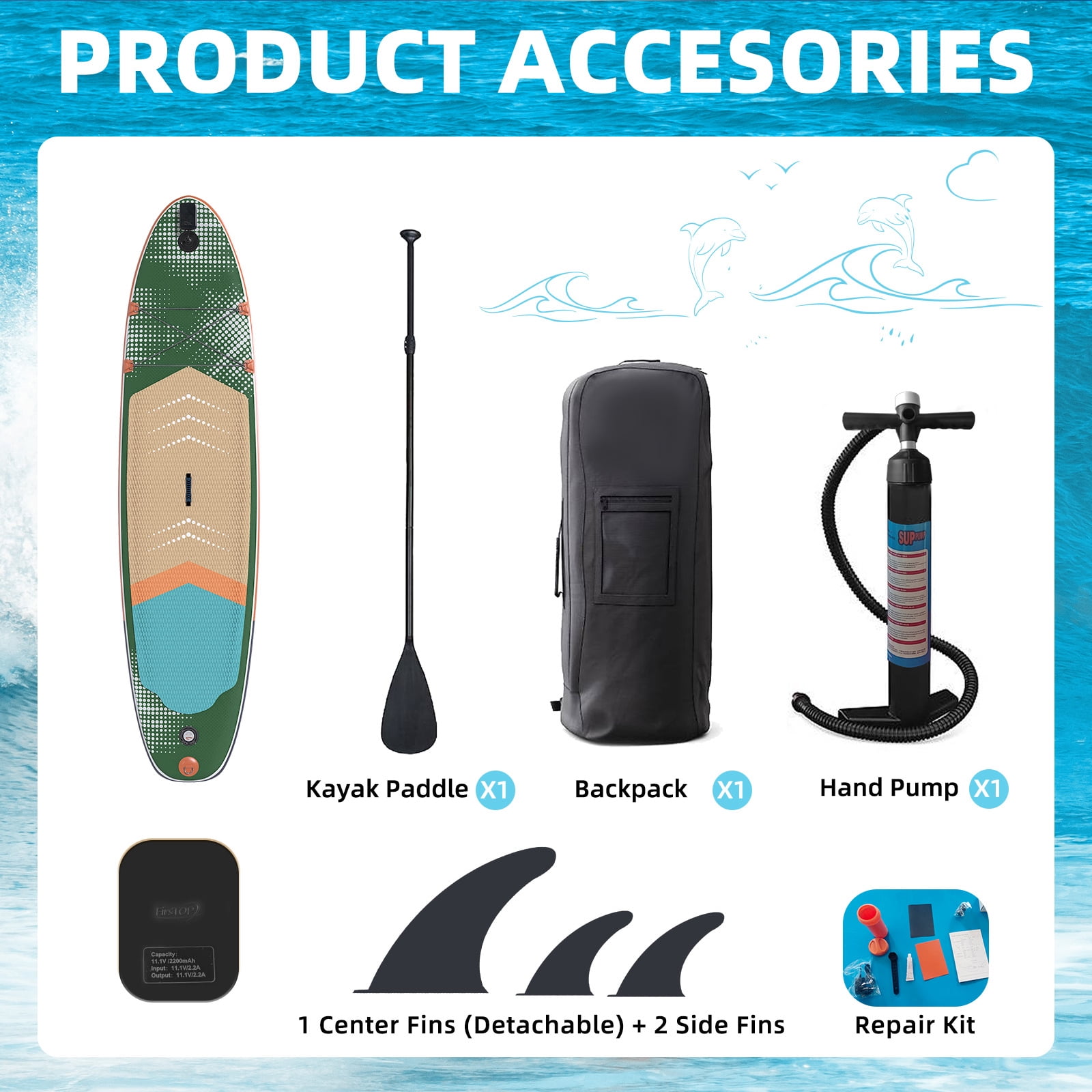 Bezliving 10.6"  LED Inflatable Paddle Board, 7-Color Lighting, Wide Stable Design, Non-Slip Deck, Durable PVC Material for Youth & Adults