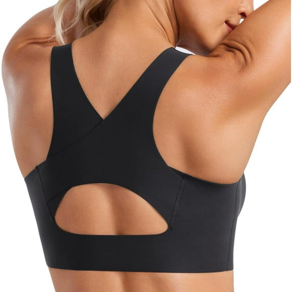 TEMOGU-Womens Flex Sculpt Racerback Sports Bra - U Neck Medium Impact Padded Wireless Workout Gym Crop Top