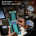 thumbnail image 3 of for iPhone 13 Pro Max Case, Flip Back Card Holder Case with Elastic Slot, Kickstand Slim Phone Case, Shockproof Protective Cover, Anti-Scratch Lightweight Drop Protection Case, Green, 3 of 7