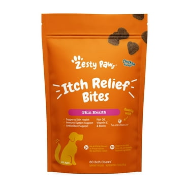 Zesty Paws Itch Relief Bites for Dogs, for Itch Relief & Skin Health, Chicken 60 Count