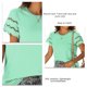 thumbnail image 5 of Camiseta informal de manga corta con cuello redondo y encaje para mujer, Tops de verano de Color puro para ir de compras y citas, 5 of 6