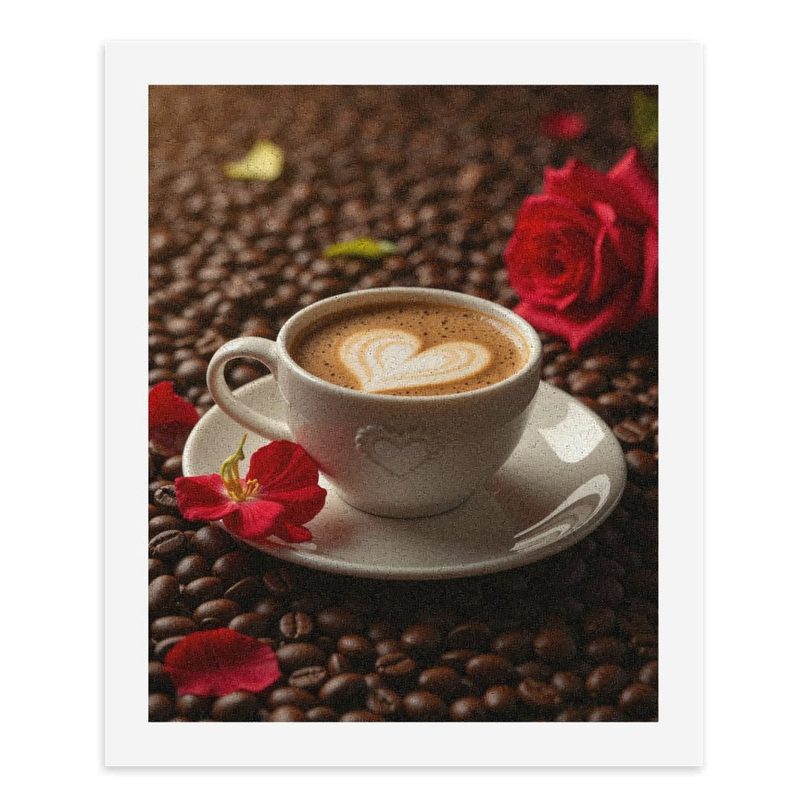 Paint By Numbers Kit for Adults Beginner - DIY Coffee Latte Art Rose Petals Canvas Painting Kits for Adults, Frameless Paint By Number for Adults for Home Wall Decor 16x20 Inch