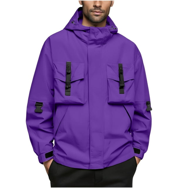 Coupe-vent Utilitaire Style Militaire pour Hommes - Veste Extérieure Tactique à Fermeture Éclair avec Poches Multi-Zippers et Protection contre les Intempéries (Décontracté/Mode Urbaine)