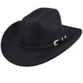 thumbnail image 1 of Sombrero vaquero Bawnhaw Felt Fedora Western para mujeres y hombres, color negro, 1 of 9