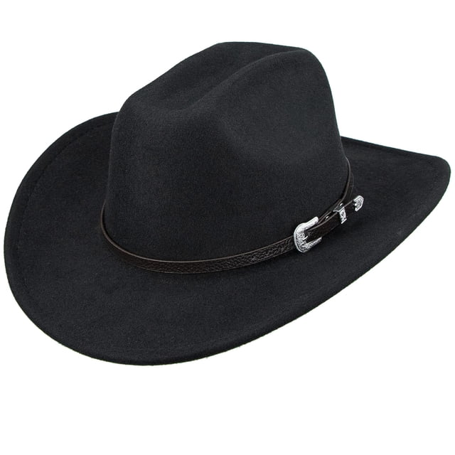Sombrero vaquero Bawnhaw Felt Fedora Western para mujeres y hombres, color negro