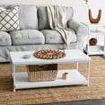 thumbnail image 3 of Household Essentials Jamestown Rectangular Coffee Table with Storage Shelf Scandinavian White and White Metal, 3 of 6