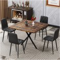 thumbnail image 2 of JERFIT 4-Person Square Dining Table Set, Mid-Century Modern Kitchen Table with Faux Marble Top and 4 PU Chairs, Space-Saving Design for Small Dining Room, Office, Breakfast Nook, 2 of 9