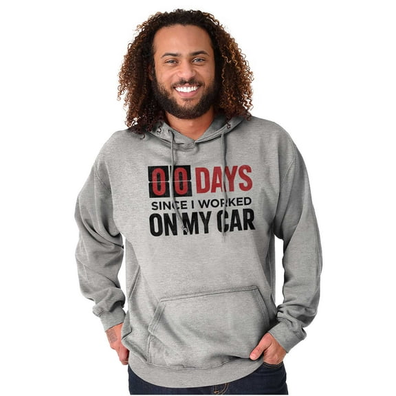 Zero Days Worked On Car Grease Monkey Unisex Plus Fleece Graphic Hoodie Brisco Brands 2X