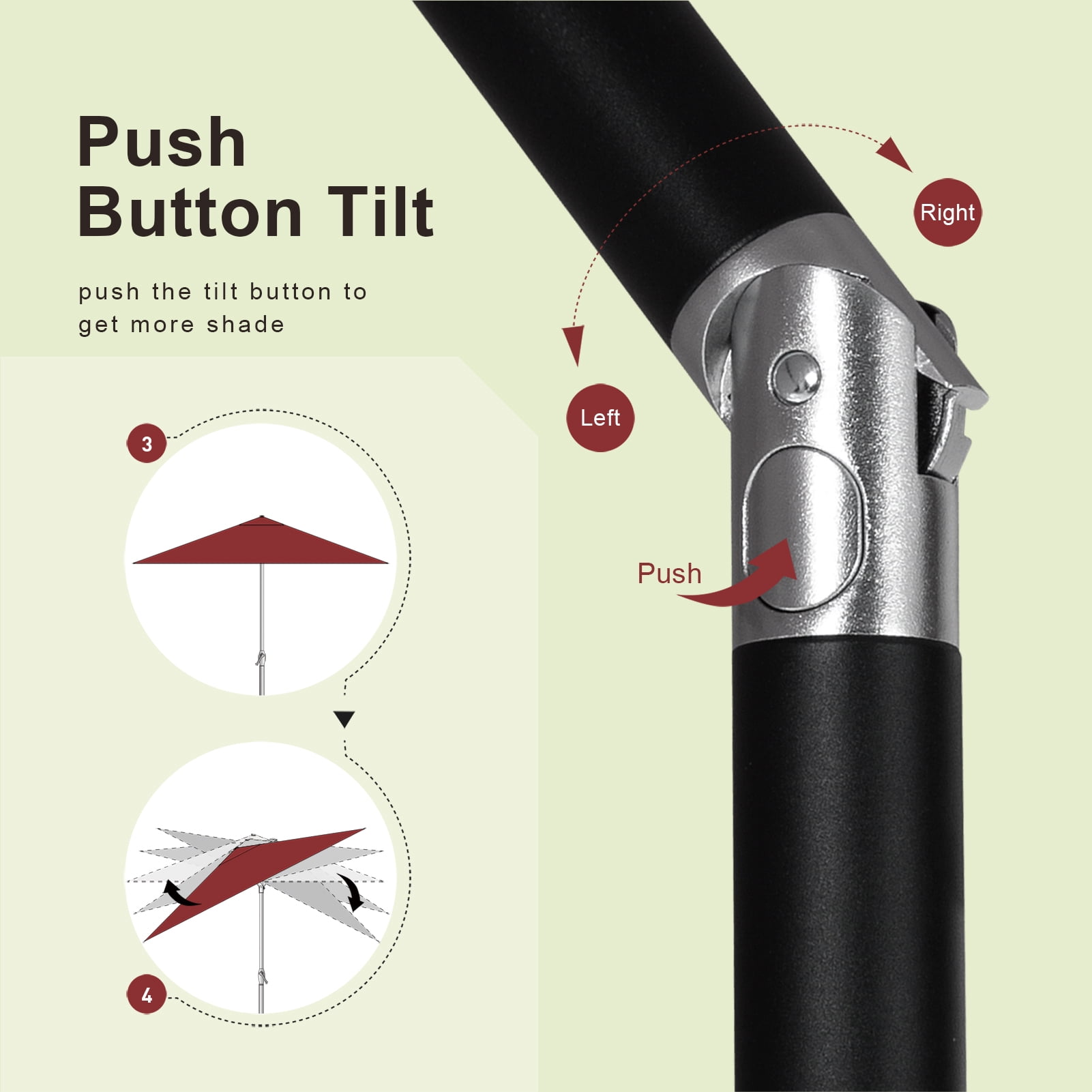 Tempera 9FT Push Botton Tilt patio umbrella