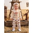 thumbnail image 4 of RUINIXCW Baby Girls Fall Outfit Western Style Long Sleeve Romper with Pants Headband, 4 of 8