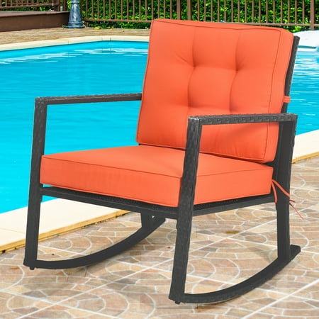 Topbuy Outdoor Wicker Rocking Chair Glider Rattan Rocker Recliner | Walmart Canada