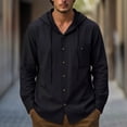 thumbnail image 2 of Dagugfen Cotton Button down Shirts for Men Hoodie Long Sleeve Lightweight Vacation Beach Breathable Shirts, 2 of 4