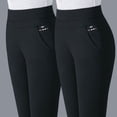 thumbnail image 2 of Pantalones de mujer de cintura alta elástica, pantalones casuales gruesos de primavera, pantalones ajustados de rayas elásticas para mujer de mediana edad, pantalones rectos, 2 of 2