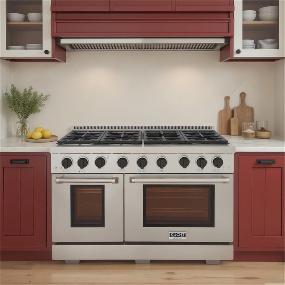 Pemberly Row 48" Stainless Steel Propane Gas Range in Black/Silver