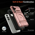 thumbnail image 6 of Armor Case for Samsung S24 with Hidden Credit Card Slot Ring Stand [360° Rotatable Ring Holder Magnetic Kickstand][Support Car Mount]Shockproof Phone Case For Samsung Galaxy S24, Rosegold, 6 of 7