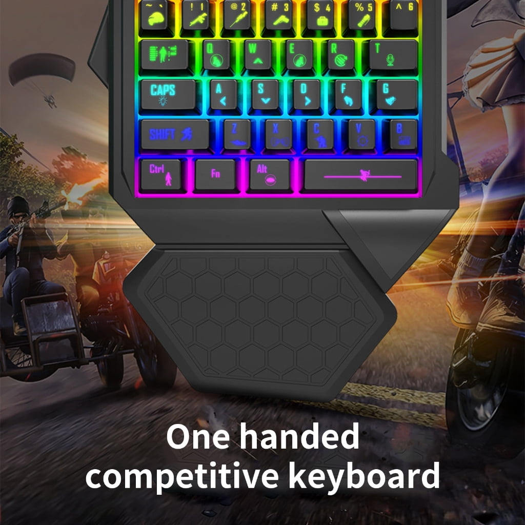Single Handed Gaming Keyboard Small Gaming Keypad Ergonomic LED 35 Keys Portable Game Controller for Desktop Accessorie