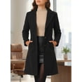 thumbnail image 2 of DARING DIVA Women's Winter Single Breasted Peacoat Notched Lapel Button Down Overcoat L Black, 2 of 8