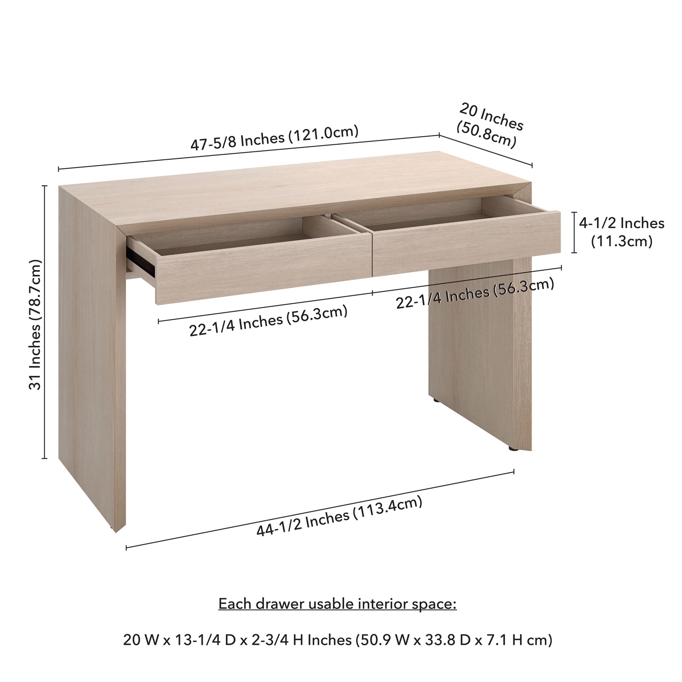 Evelyn&Zoe Modern/Contemporary 48" Wide Alder White Home Office
