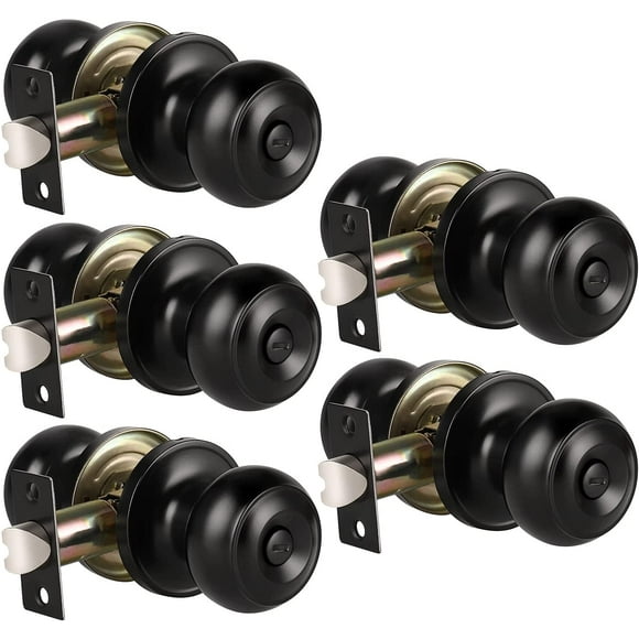 GFDYREE 5 Pack Matte Black Door Knobs Privacy Door Knob for Bedroom or Bathroom Door Knob, Interior Door Knobs, Black Door Knob with Lock, Locking Door Knob Door Handle Lock for Interior Doo