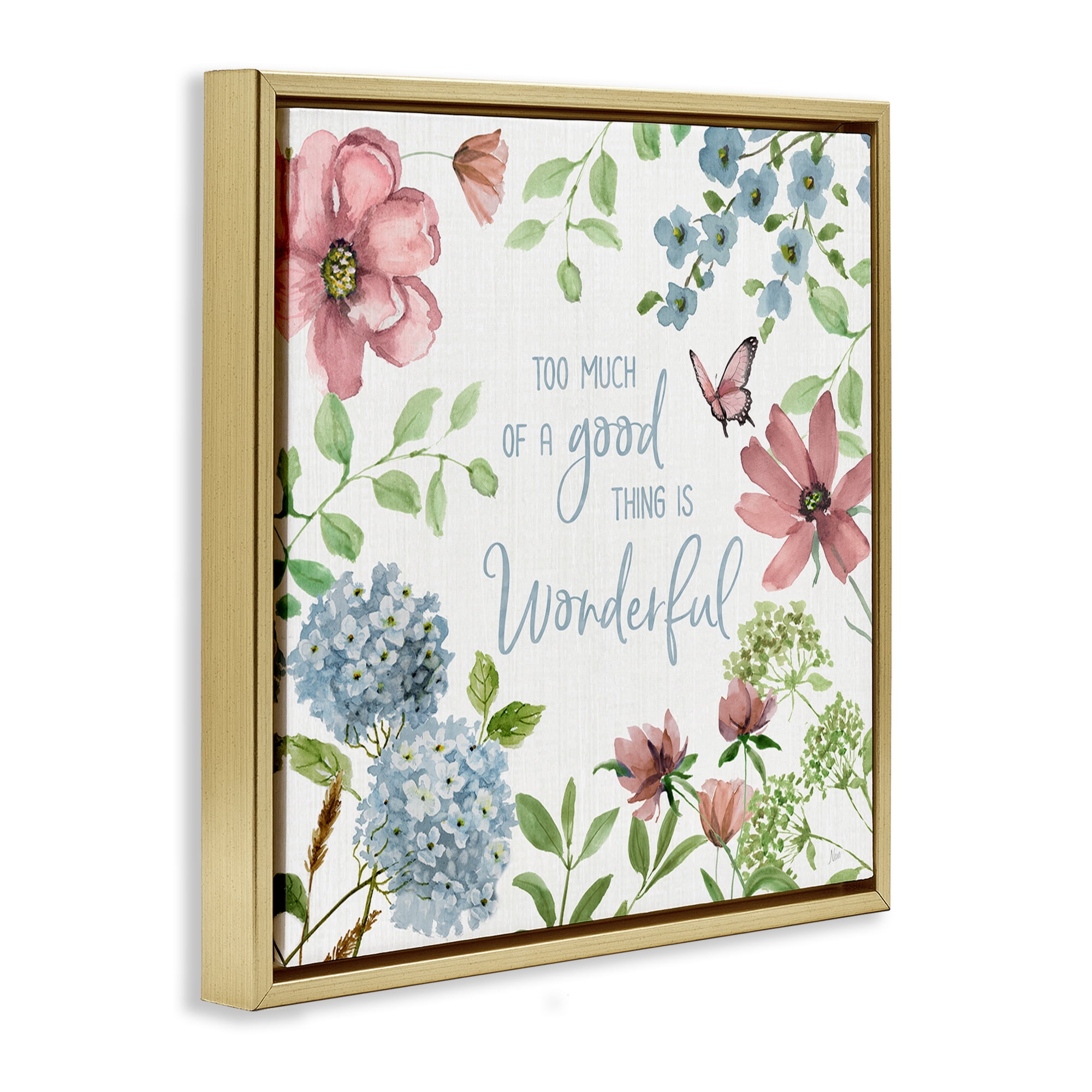 Stupell Industries Too Much Of A Good Thing Gold Framed Floater Canvas Wall Art, design by Nan